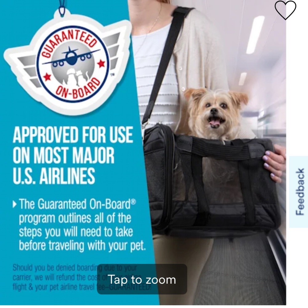 Sherpa Airline Approved & Guaranteed On Board Travel Pet Carrier 19"